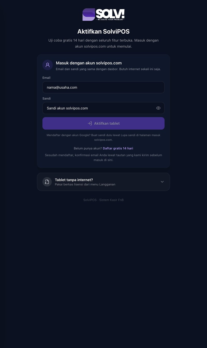 Aplikasi SolviPOS siap dipakai setelah install